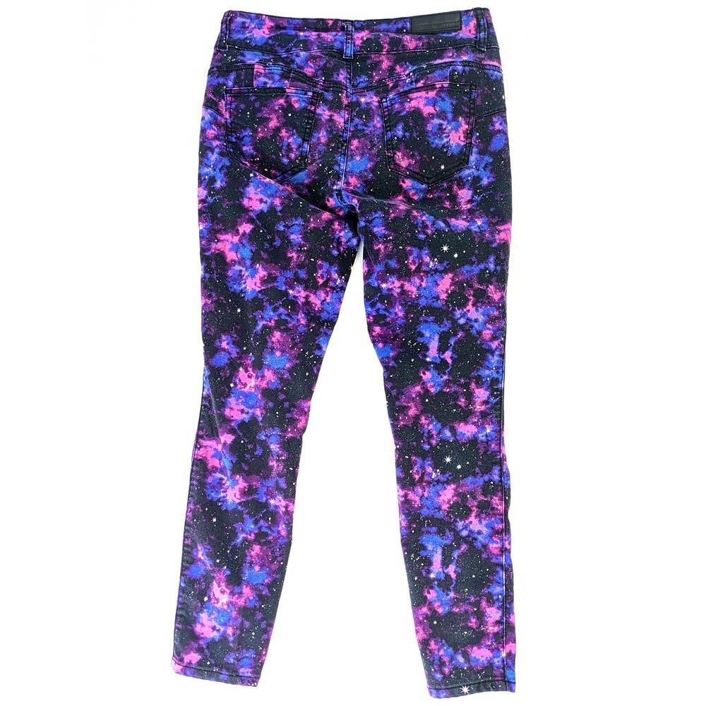Blackheart Super Skinny Galaxy Print Jeans Purple Blue Pink Space Nebula Size 11